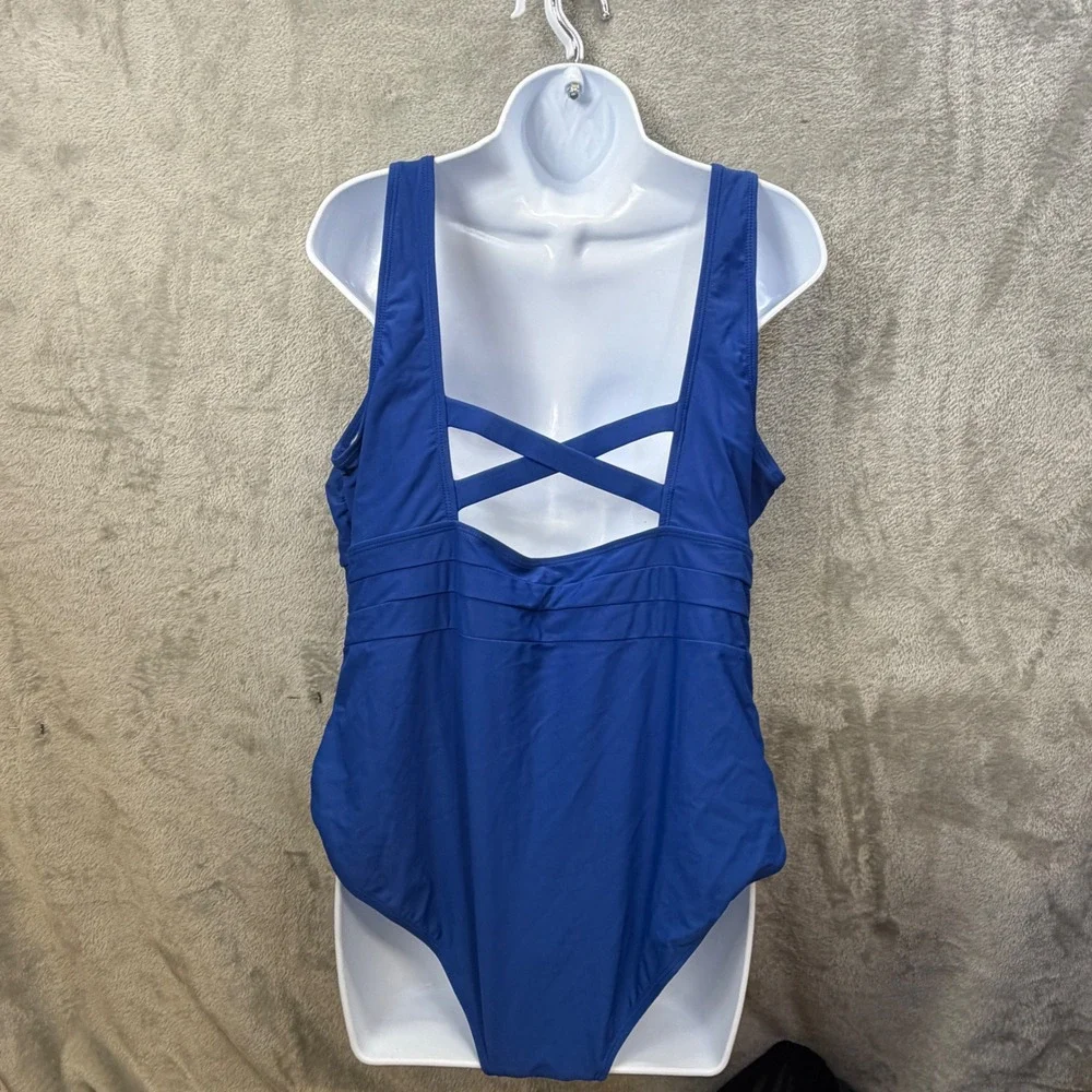 Royal Blue Square Neck One Piece Swimsuit Plus‎ Size 20 Criss Cross Back Tank